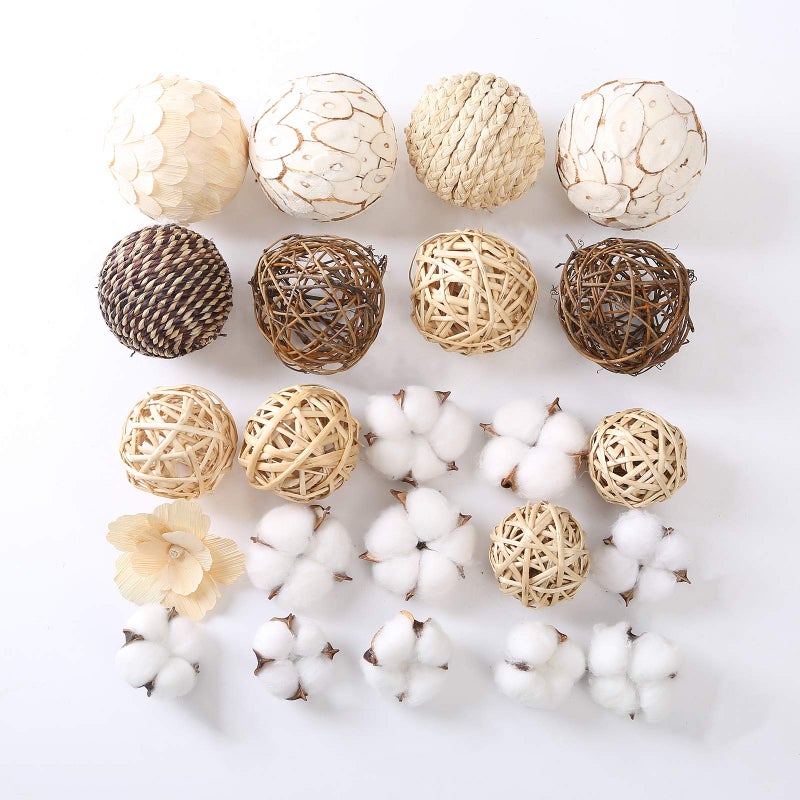 CIR OASES Decorative Balls Assorted Spherical Rattan Twigs Wicker Balls Cotton for Bowl and Vase Filler Balls Spheres Orbs Filler Centerpiece Home Decor - Image 3